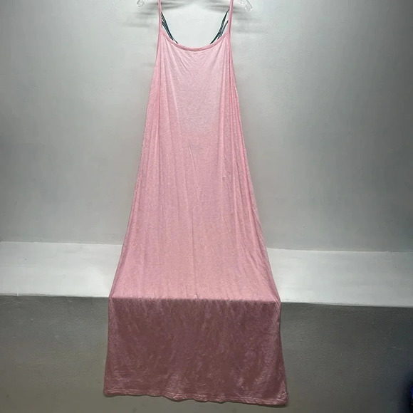 Pitusa Dress Maxi Long Backless Swim Coverup Evil Eye Beaded Cotton Pink OS - Picture 2 of 13